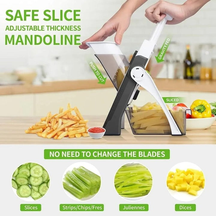 Feliator legume multifunctional Spring Slicer – 30 tipuri taieturi, inox, recipiente incluse