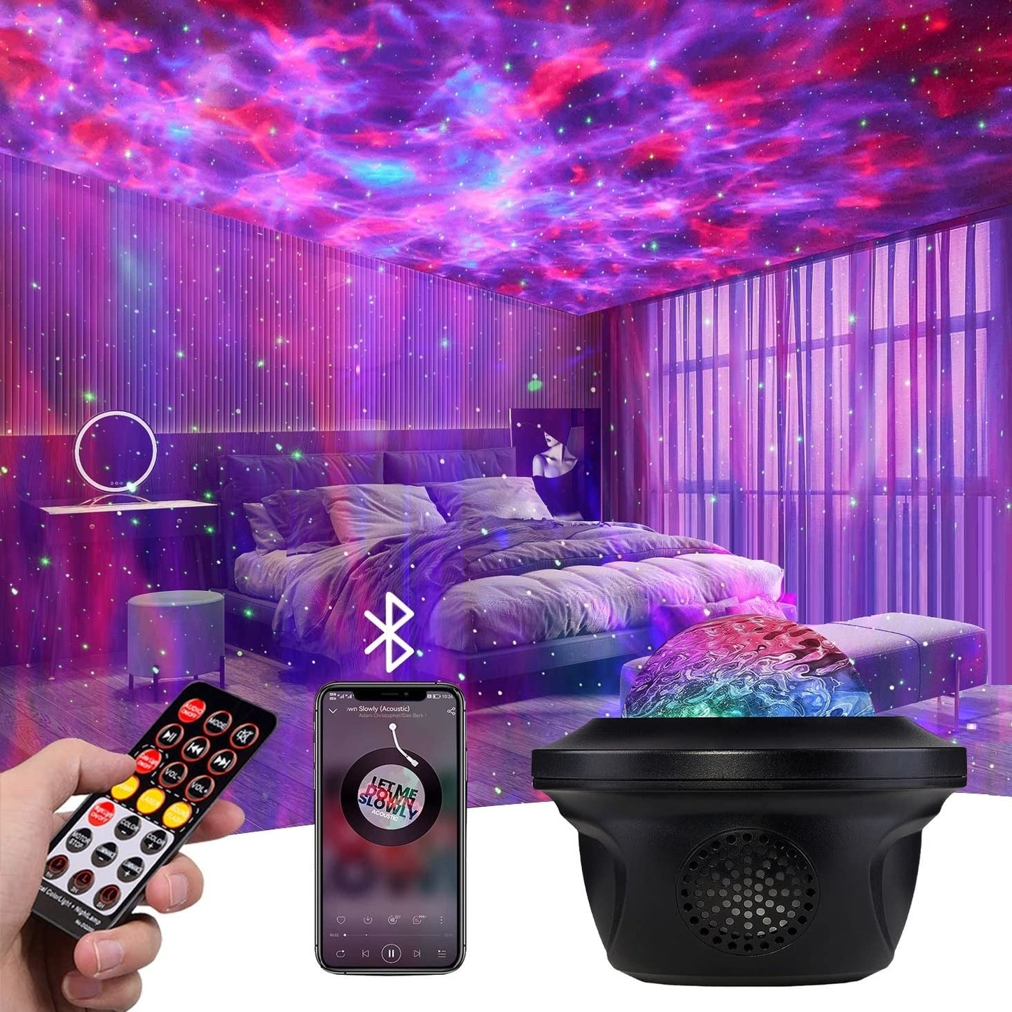 Proiector Star Galaxy LED – cu difuzor Bluetooth integrat