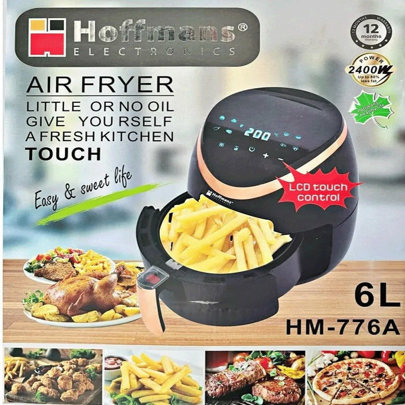 Friteuza airfryer Hoffmans 6L 2400W antiaderenta cu 50 hartii cadou