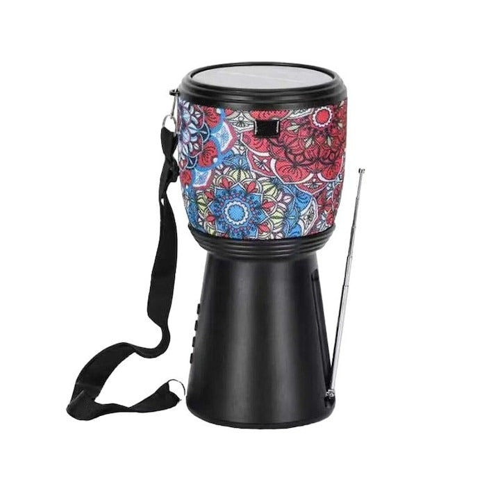 Boxa portabila tip tarabana – Bluetooth, solara, radio FM, lanterna, 10W