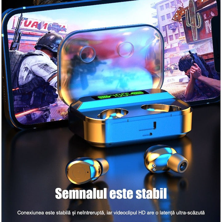 Casti Bluetooth TG01 – sunet HD, control tactil, negre