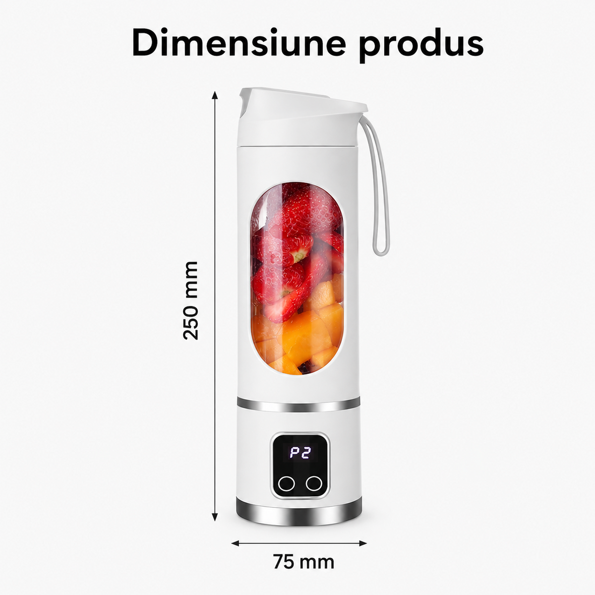 Mini Blender Electric Portabil 450ml, 12 Lame, 3 Viteze, USB, Auto-Curatare, Mov Verde Alb