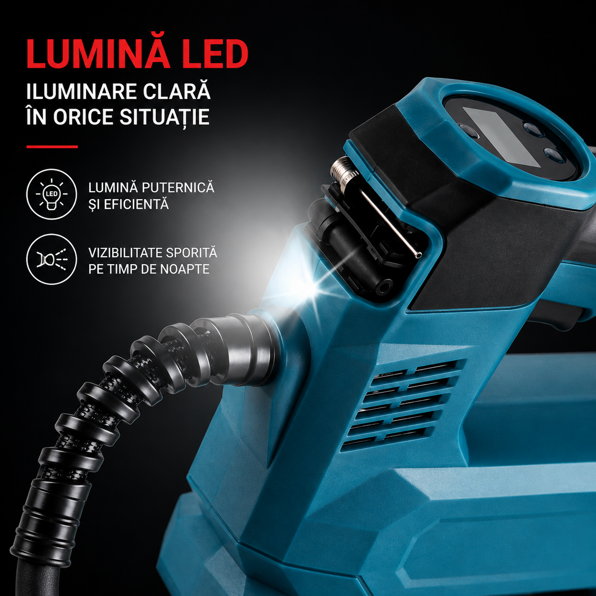 Compresor Auto Profesional Portabil 48V 4Ah, 2 Acumulatori, 890 kPa, 10 L/min