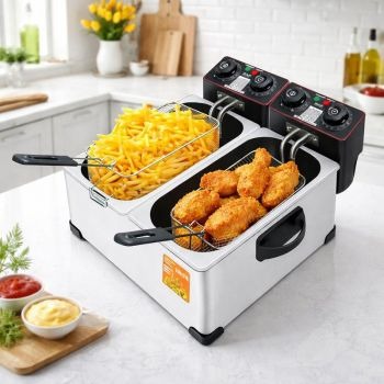 Friteuza electrica dubla profesionala RAF 2000W 3L + 3L inox