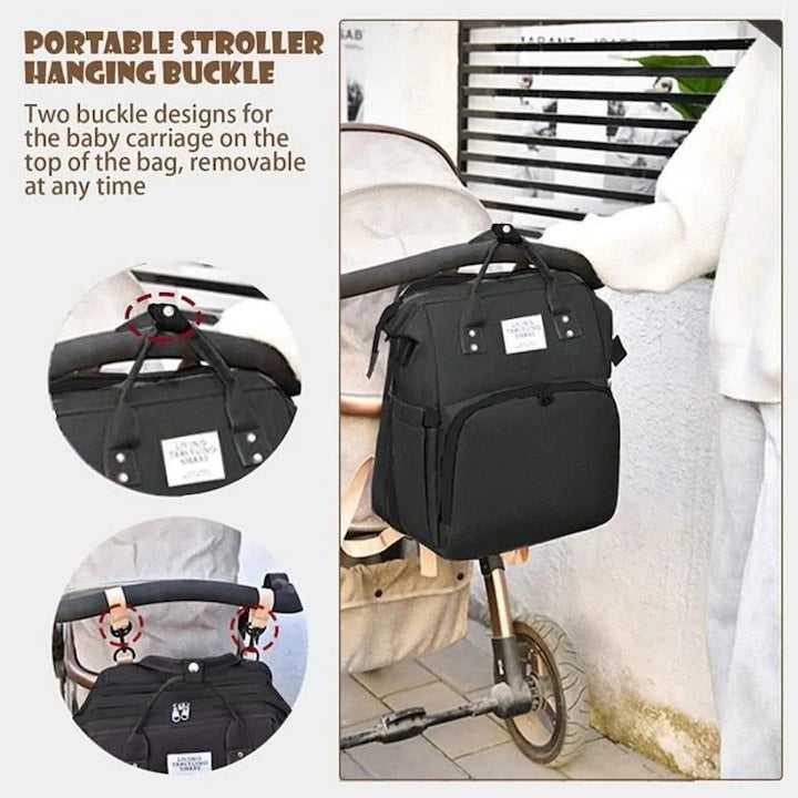 Ghiozdan Scutece Bebeluș cu Pătuț Pliabil, Impermeabil, Capacitate Mare