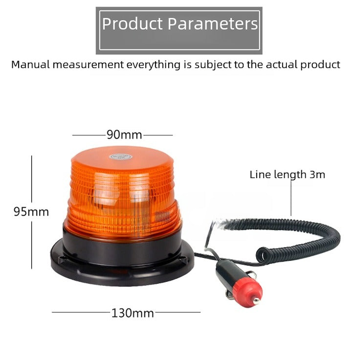 Girofar stroboscopic galben LED 12/24V cu magnet auto