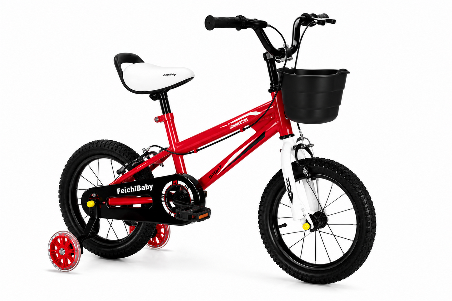 Bicicleta Pentru Copii FeichBaby 12 16 Inch Cu Roti Ajutatoare Cosulet Si Frana Reglabila Rosu