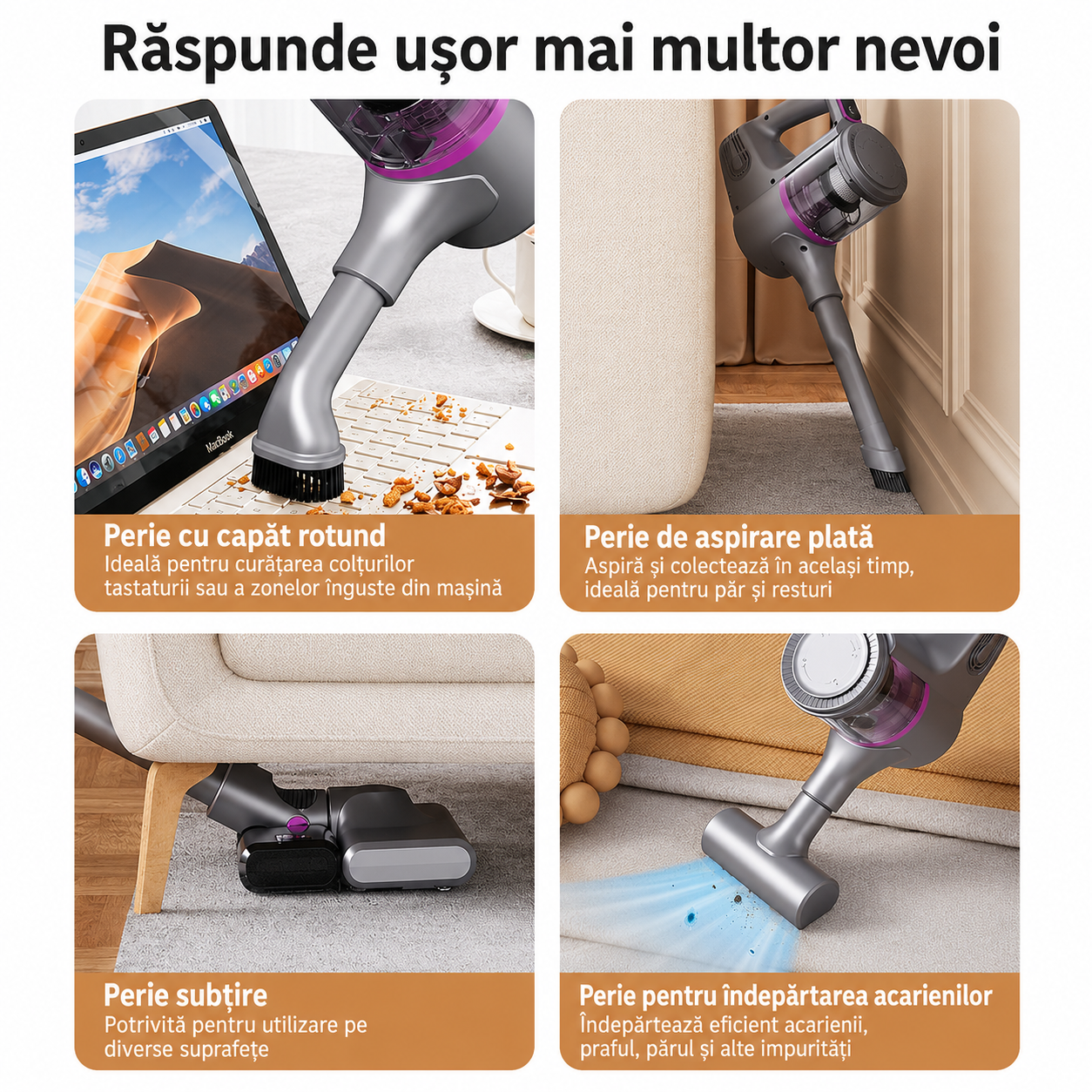 Aspirator Vertical fara Fir 2-in-1 – Aspirare si Mop Intr-un Singur Pas, 100W, Filtru HEPA