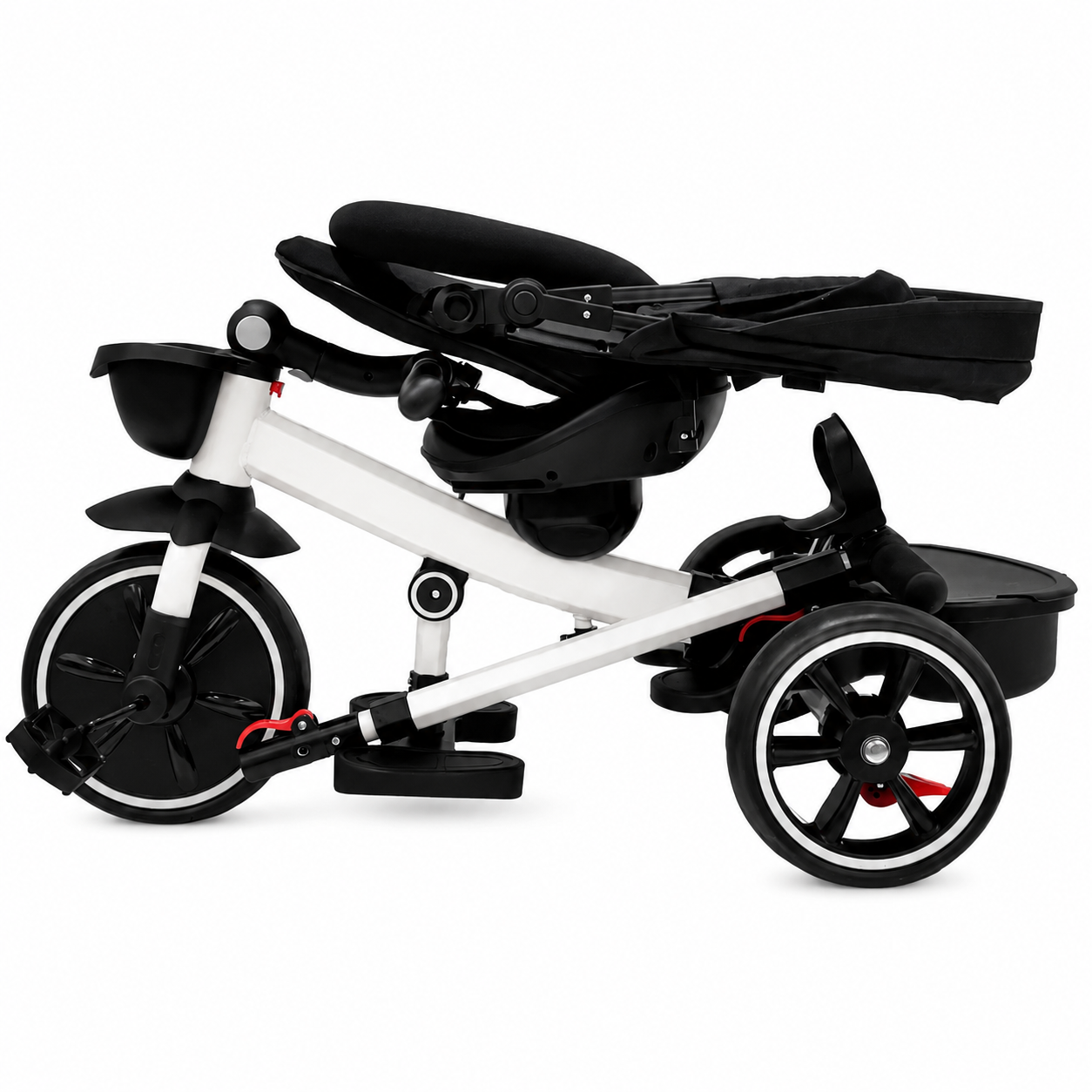 Tricicleta Evolutiva 4 in 1 pentru Copii, 6 Luni - 5 Ani, Copertina, Maner Parental, Negru sau Roz