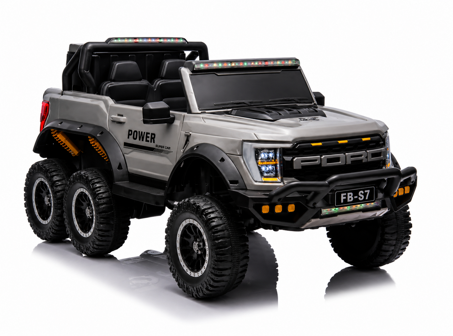 Masinuta electrica jeep 6x6 copii 12V 4 motoare Bluetooth telecomanda 2-8 ani gri