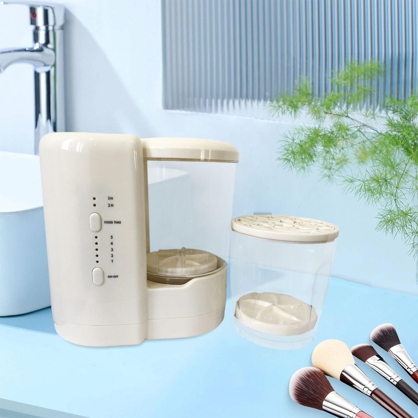 Mini Mașină de Spălat Portabilă USB 2-în-1 pentru Pensule Machiaj – Curățare Rapidă cu Lumină UV, Type-C