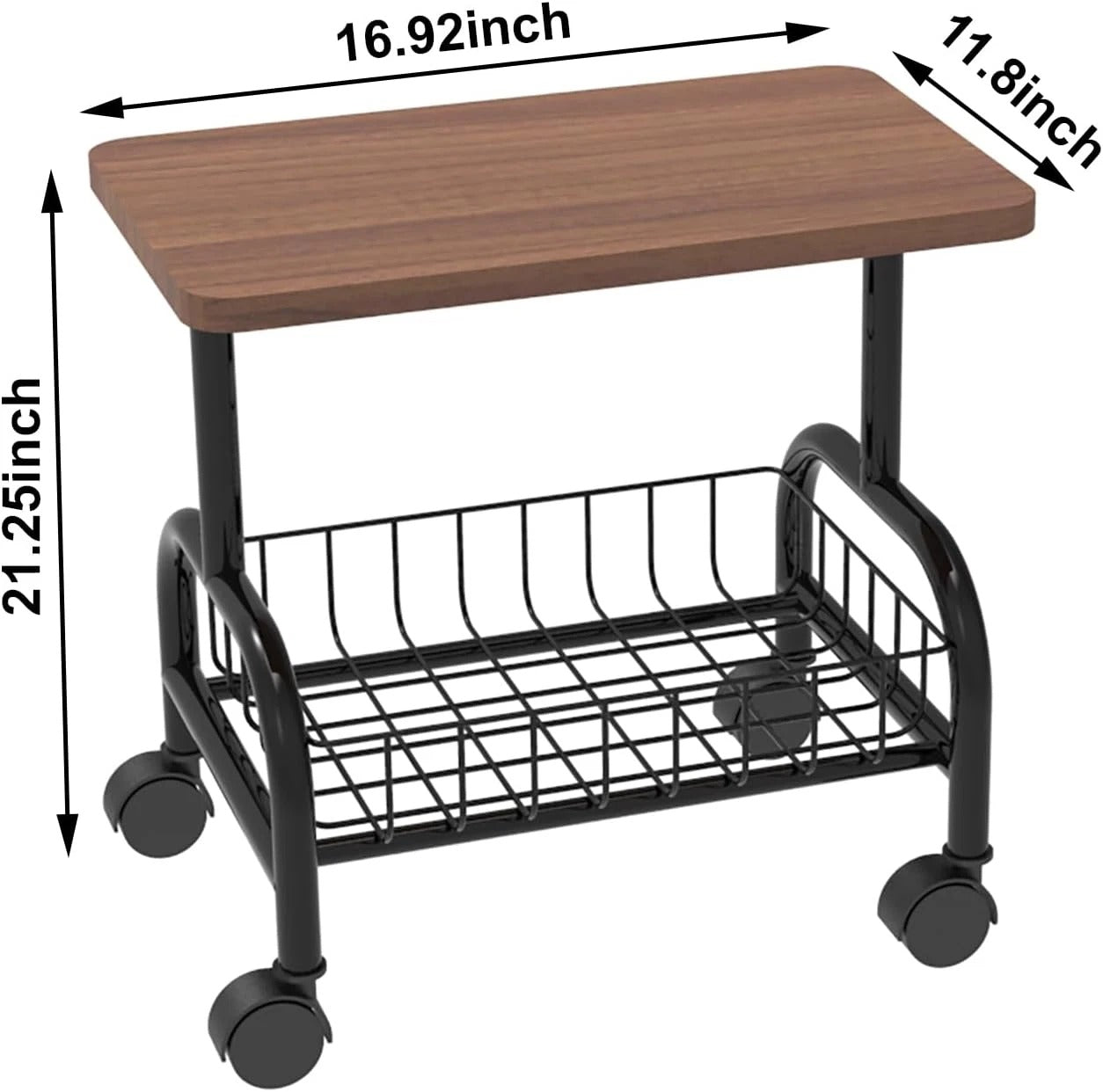 Măsuță modernă cu spațiu de depozitare, 2 niveluri, 43×30×54 cm, maro/negru