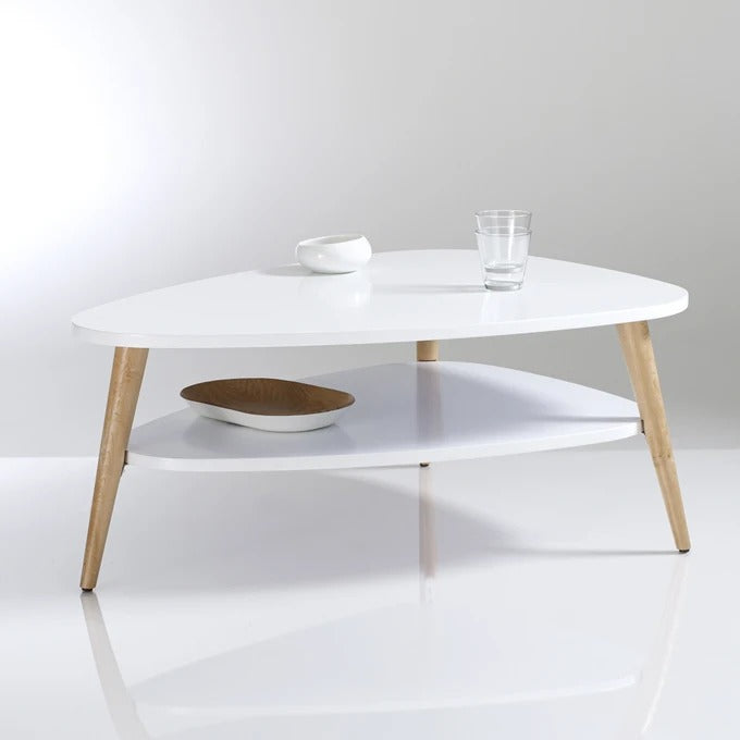 Masuta cafea moderna cu raft alb 90x67x45 cm
