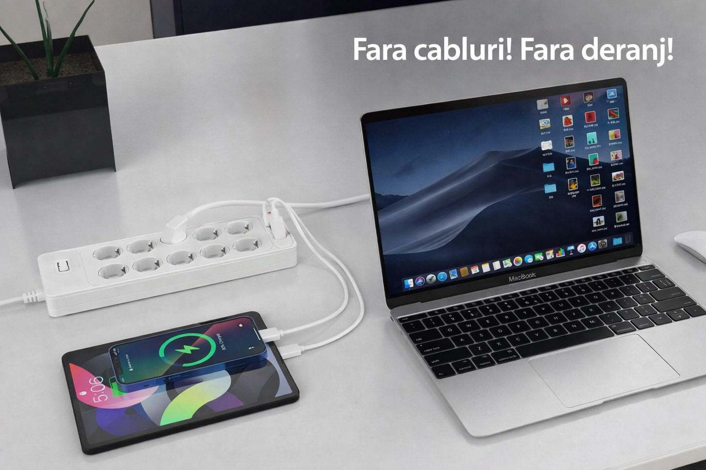 Prelungitor Smart Premium 5 Prize 2 USB 2 Type-C Fast Charge Protectie Supratensiune 2m lungime - Control On/Off