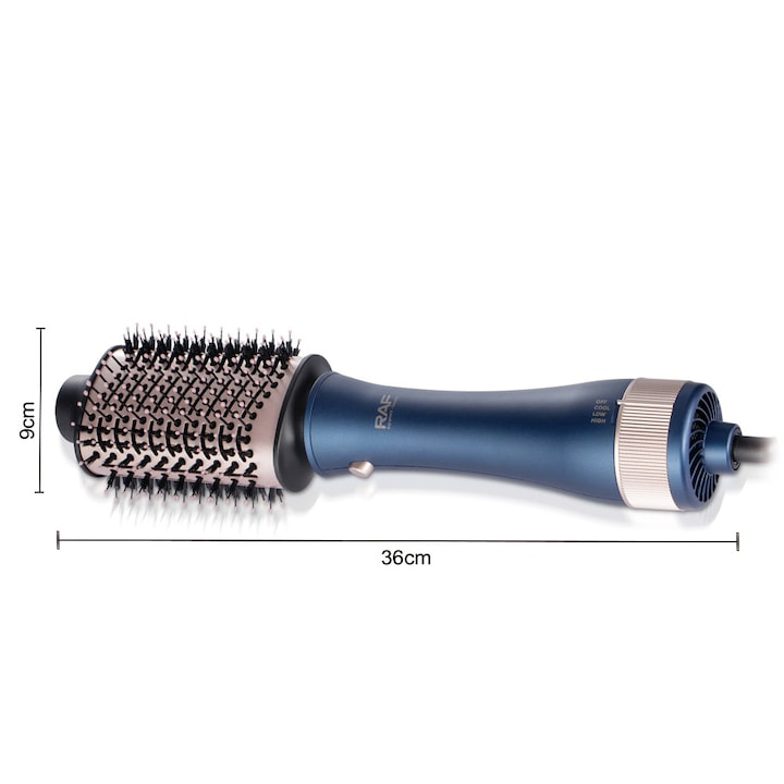 Perie Multifunctionala RAF 3 in 1, 1200W, 28000 RPM, 3 Trepte Temperatura, Capete Interschimbabile