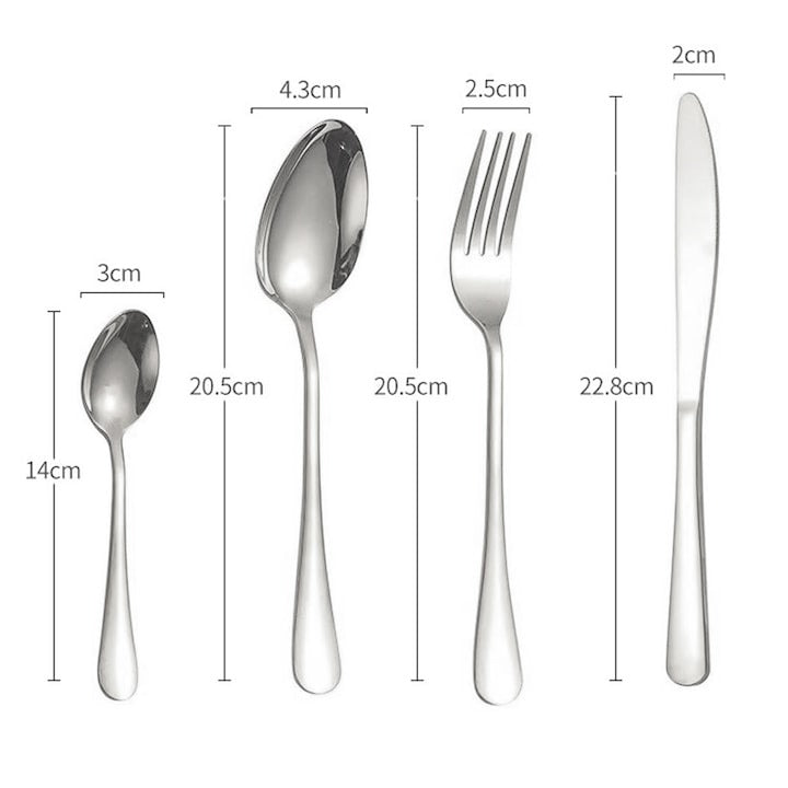 Set tacamuri 24 piese inox auriu elegant cu cutie cadou