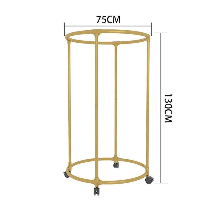 Suport Rotund Metalic pentru Haine cu Roti, 130 cm Auriu