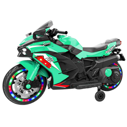 Motocicleta electrica copii 12V cu Bluetooth lumini roti LED 3-6 ani