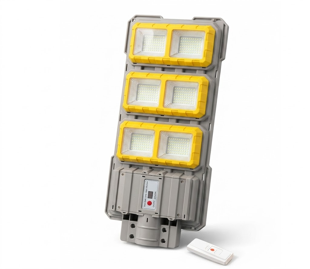 Lampa solara stradala 400W LED IP66 cu telecomanda iluminat exterior fara consum curent - stalp inclus