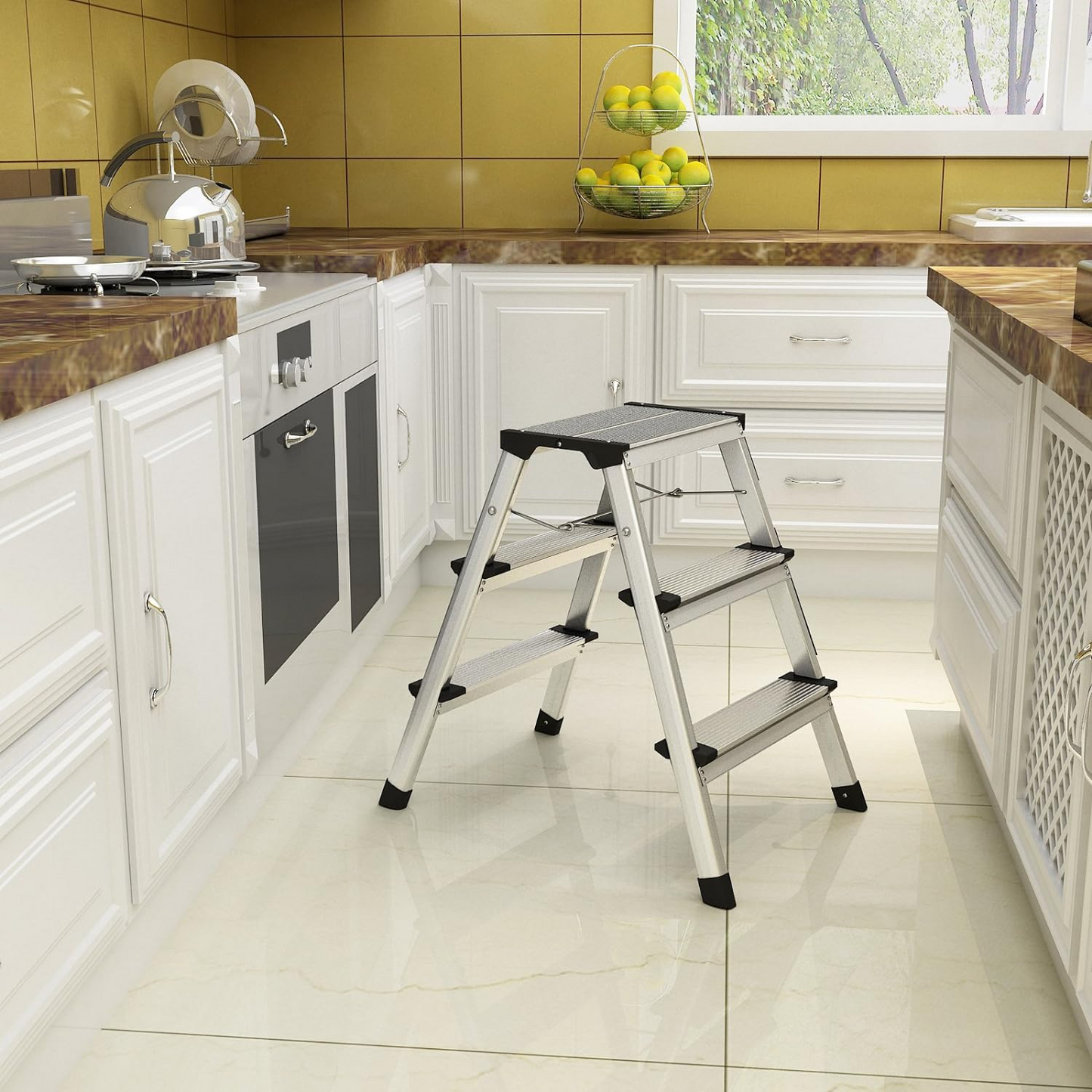 Scara dubla aluminiu 3 trepte pliabila multifunctionala 150kg usoara