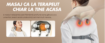 Aparat masaj cervical 4D cu incalzire deep tissue + guler cervical cadou