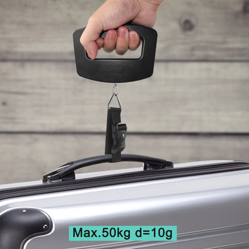 Cantar Digital pentru Bagaje 50KG, Precizie 10g, Afisaj LCD, Portabil, Negru