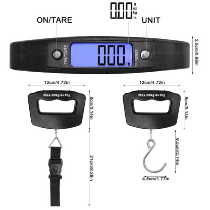 Cantar Digital pentru Bagaje 50KG, Precizie 10g, Afisaj LCD, Portabil, Negru