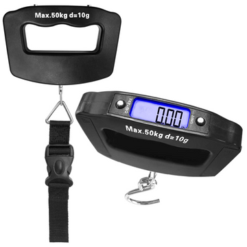 Cantar Digital pentru Bagaje 50KG, Precizie 10g, Afisaj LCD, Portabil, Negru