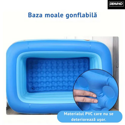 Piscina Gonflabila Familiala DEMAHO 210x135x54 Cm Cu 3 Inele PVC Rezistent