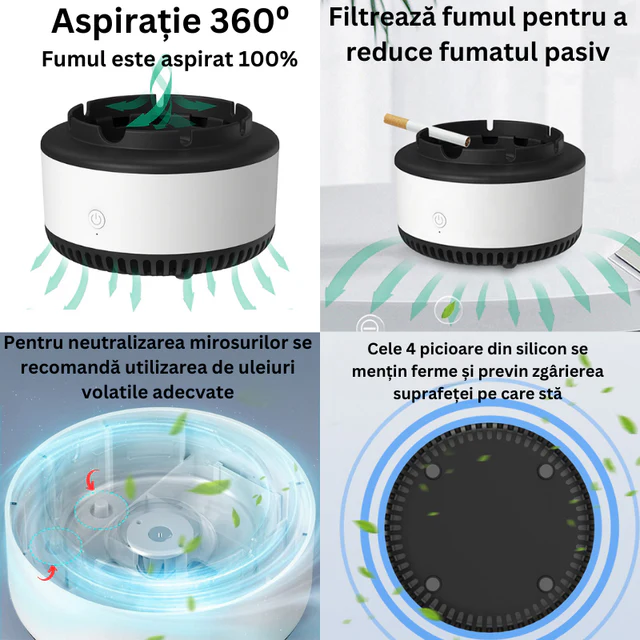 Scrumiera electrica purificare aer 1+1 gratis anti miros pastila odorizanta