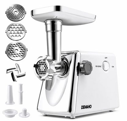 Masina De Carne DEMAHO 3000W – Tocare Rapida, Functie Reverse si Accesorii Pentru Carnati & Kibbe