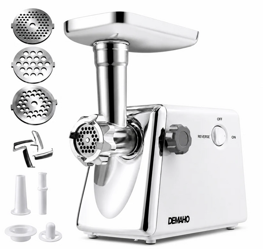 Masina De Carne DEMAHO 3000W – Tocare Rapida, Functie Reverse si Accesorii Pentru Carnati & Kibbe