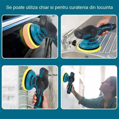Aparat Polish Auto cu 2 acumulatori 12V, 8 viteze, 2500-5000 rpm, portabil