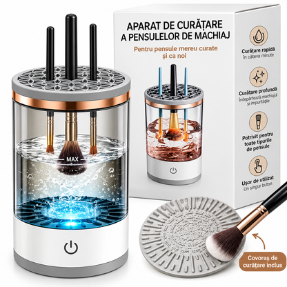 Aparat Curatat Pensule Machiaj 2 in 1, Spalare si Uscare Rapida, USB, 7000 RPM