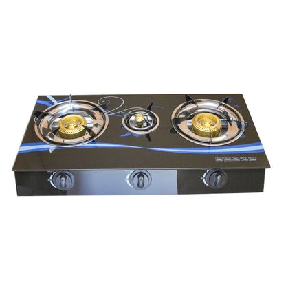 Aragaz cu Plită din Sticlă Securizată 3 Ochuri – Aprindere Quartz, GPL Butelie