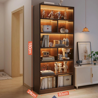 Biblioteca 6 rafturi deschise 180x60 cm stejar negru moderna
