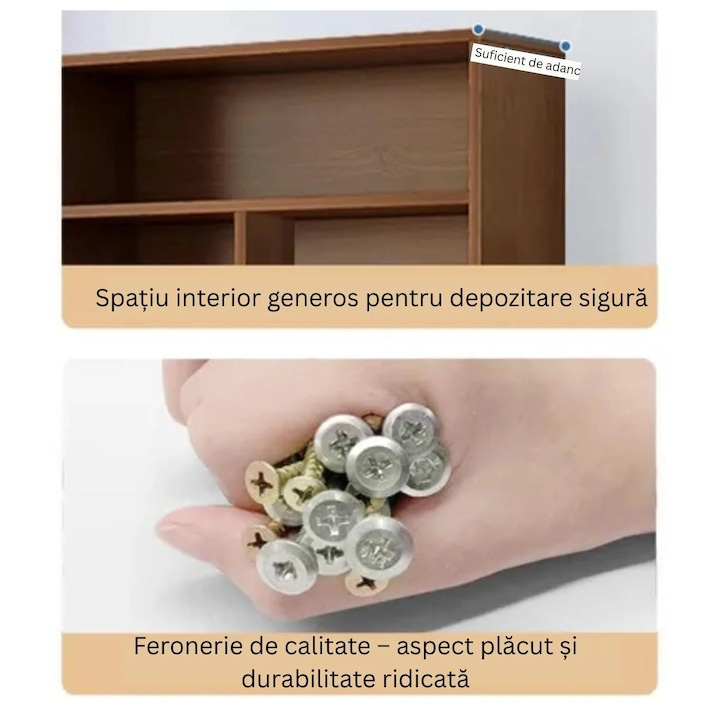 Biblioteca 6 rafturi deschise 180x60 cm stejar negru moderna