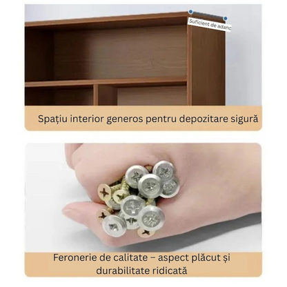 Biblioteca 6 rafturi deschise 180x60 cm stejar negru moderna