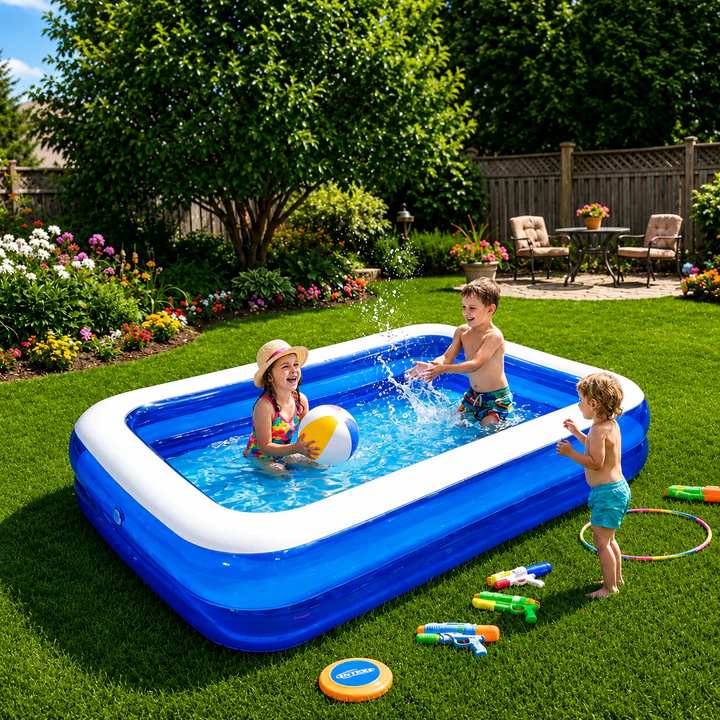 Piscina Gonflabila LEIHMANN 200x140x40 cm – Distractie si Racorire pentru Toata Familia + Mini Boxa Wireless Cadou!
