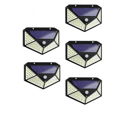 Set 5 lampi solare 100 LED cu senzor miscare IP65 1800mAh