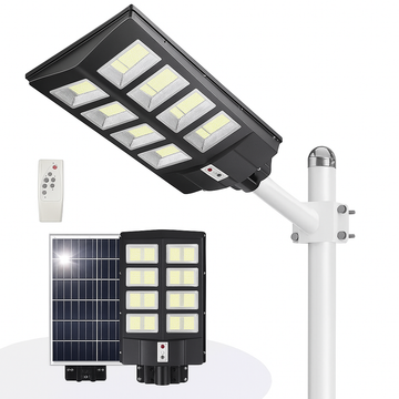 Lampa Stradală Solară 800W Dublă, 640 LED-uri, Telecomandă, IP65, 24000mAh