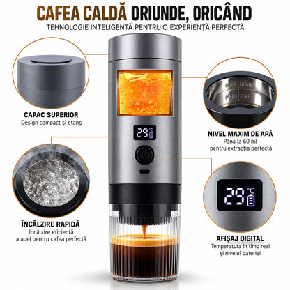 Espressor Portabil 3 in 1, Capsule Nespresso Dolce Gusto si Cafea Macinata, 15-19 Bar, Gri Antracit