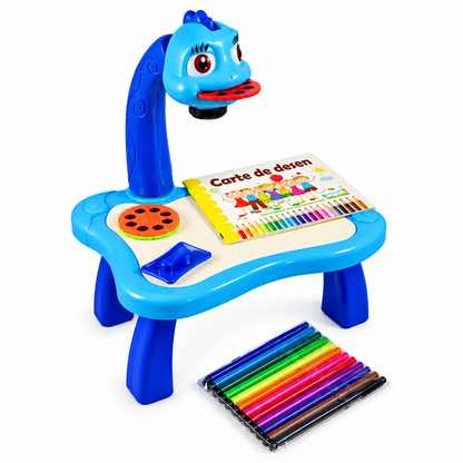 Set Proiector Desene Baieti, 21 Modele, Tablita Lavabila, Culori si Buretel Inclus