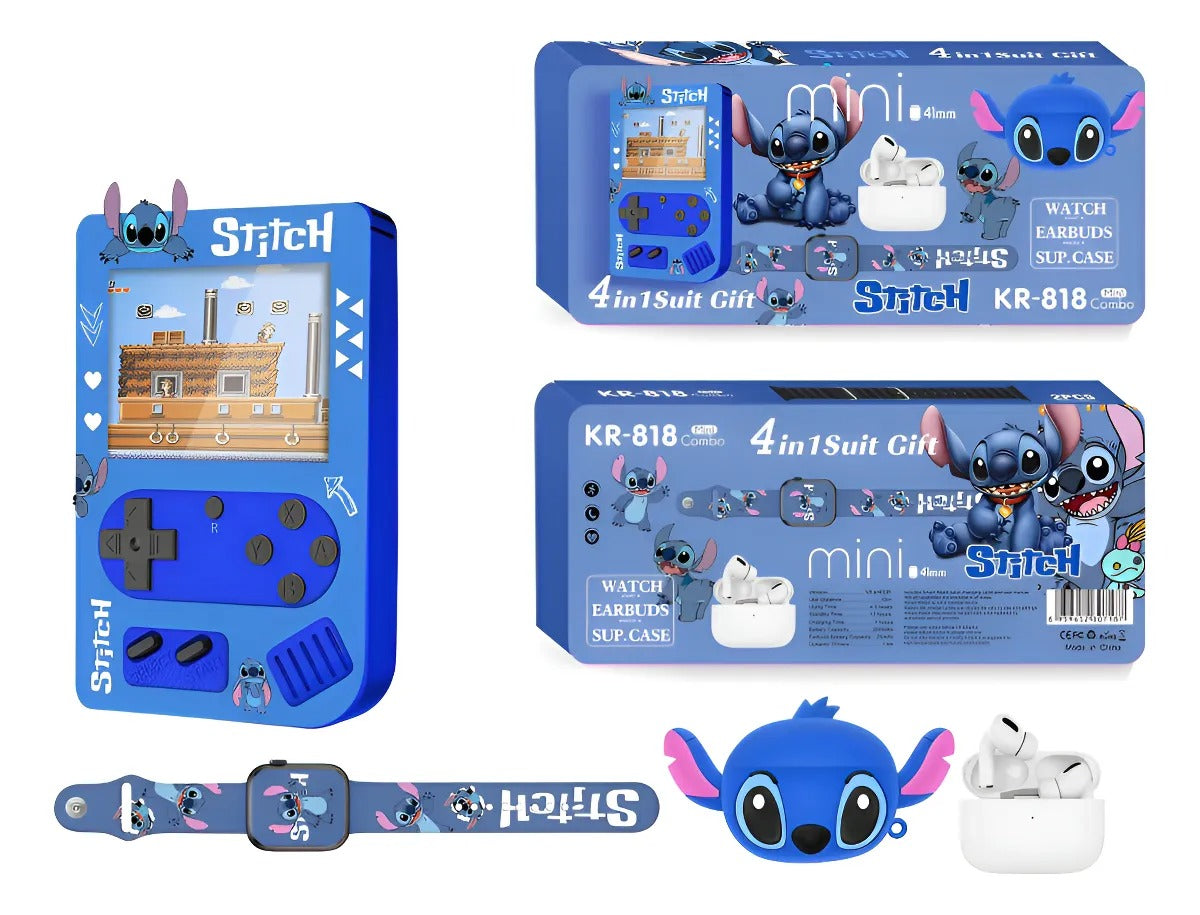 Combo Copii Mini Consolă Portabilă + Smartwatch Bluetooth + Căști Wireless – Distracție, Muzică și Jocuri Oriunde