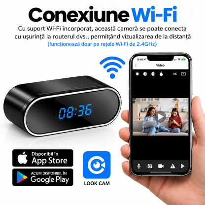 Mini Camera Ceas Spion iUni IP07 – Monitorizare Full HD, Live pe Telefon si Vedere Nocturna