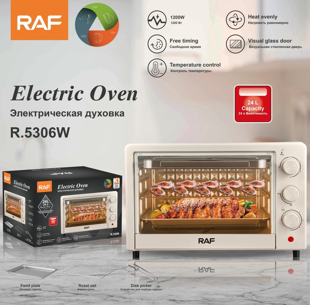 Cuptor electric RAF 18L 1200W crem cu timer + 2 tavi silicon reutilizabile cadou