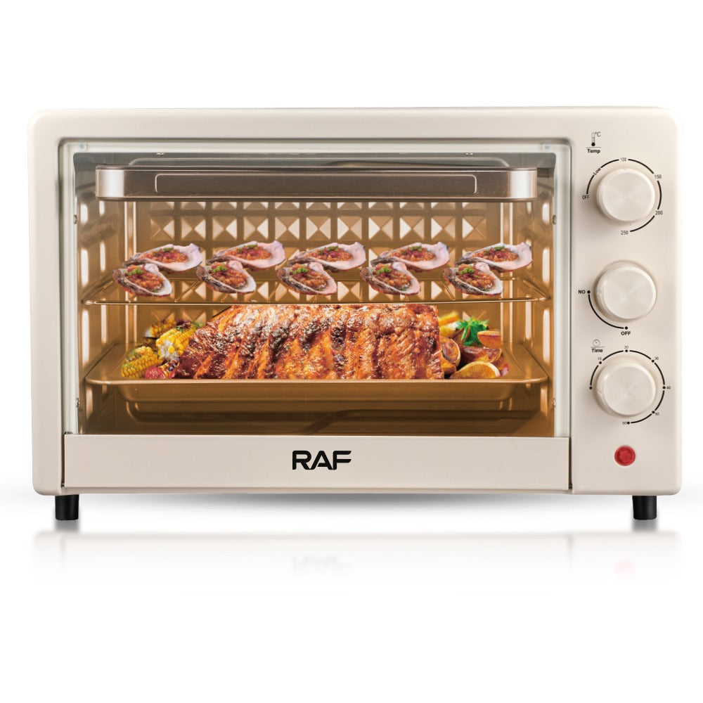 Cuptor electric RAF 18L 1200W crem cu timer + 2 tavi silicon reutilizabile cadou