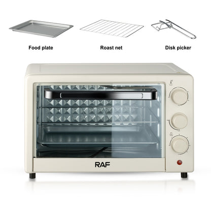 Cuptor electric RAF 18L 1200W crem cu timer + 2 tavi silicon reutilizabile cadou