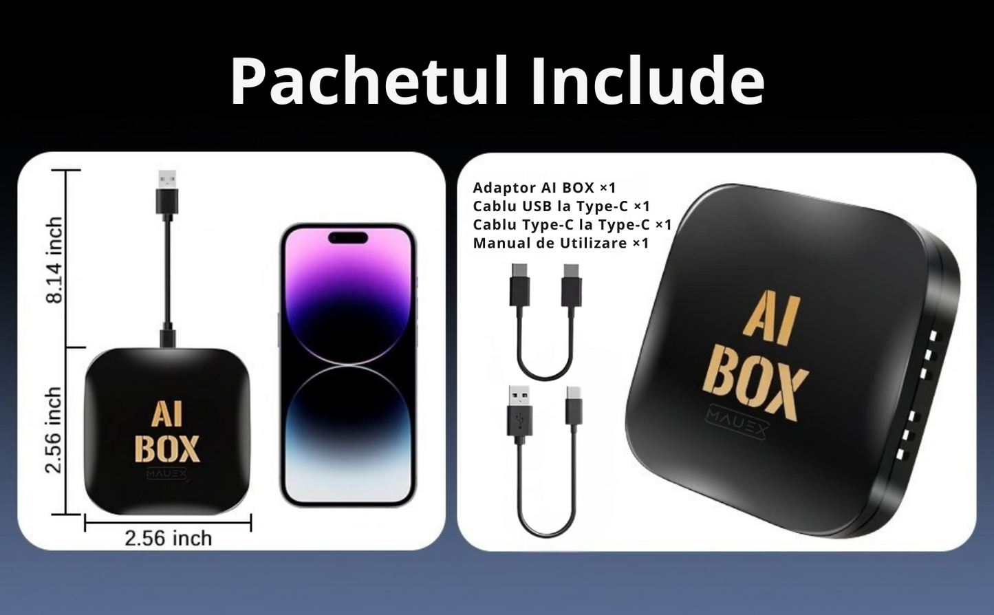 Adaptor AI Box - Transforma CarPlay Cu Fir In Wireless! AI BOX A11 Cu Android Auto, Mirror Link, Aplicatii Video Si Streaming