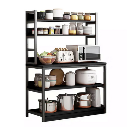 Etajera bucatarie multifunctionala 120x35x158 cm neagra rafturi metal